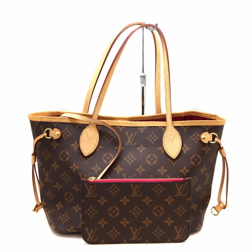 LOUIS VUITTON Neverfull Tote Bag Monogram Canvas Pivoine Brown Pink LV